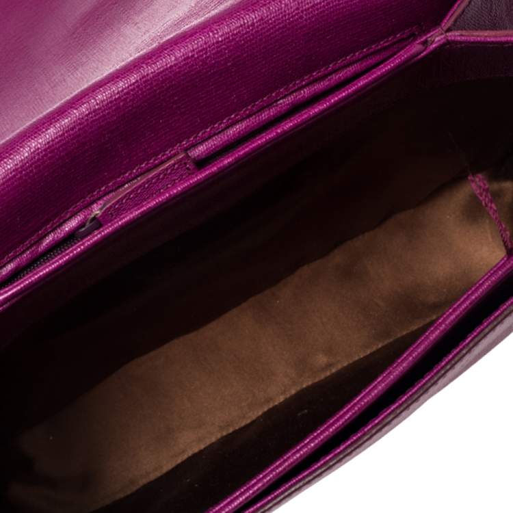 Pre Owned Yves Saint Laurent Purple Leather Ligne Y Crossbody Bag