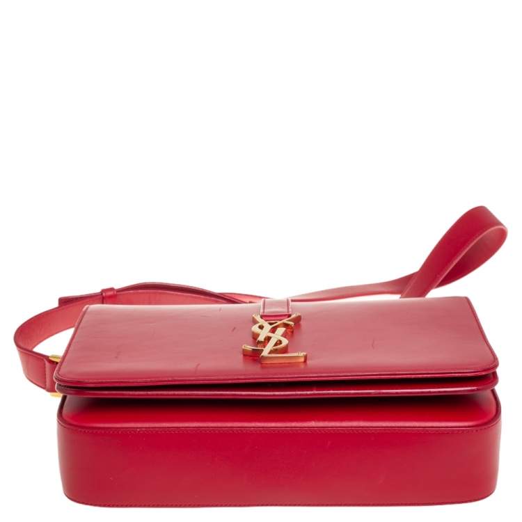 Pre Owned Saint Laurent Red Leather Medium Monogram Universite Shoulder Bag