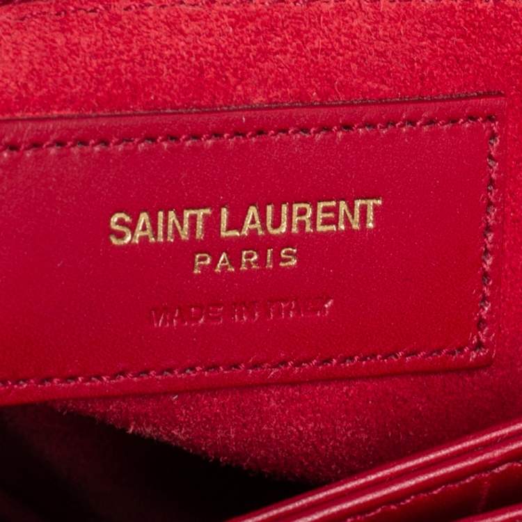 Pre Owned Saint Laurent Red Leather Medium Monogram Universite Shoulder Bag