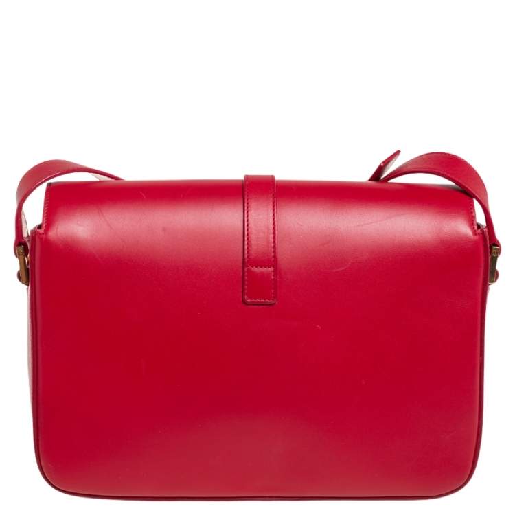 Pre Owned Saint Laurent Red Leather Medium Monogram Universite Shoulder Bag
