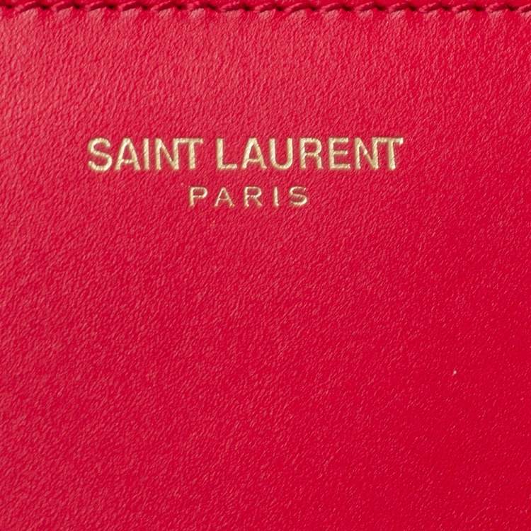 Pre Owned Saint Laurent Red Leather Medium Monogram Universite Shoulder Bag