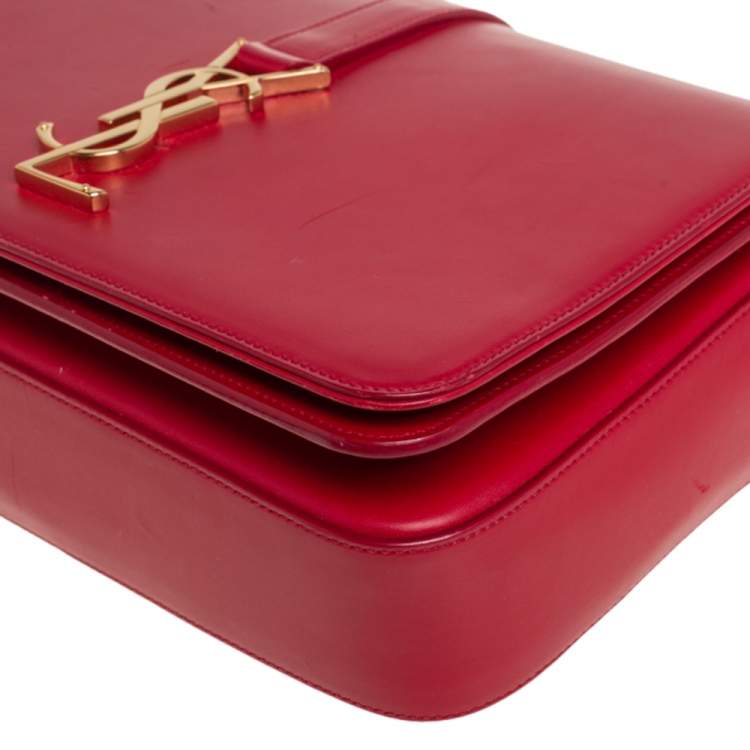 Pre Owned Saint Laurent Red Leather Medium Monogram Universite Shoulder Bag