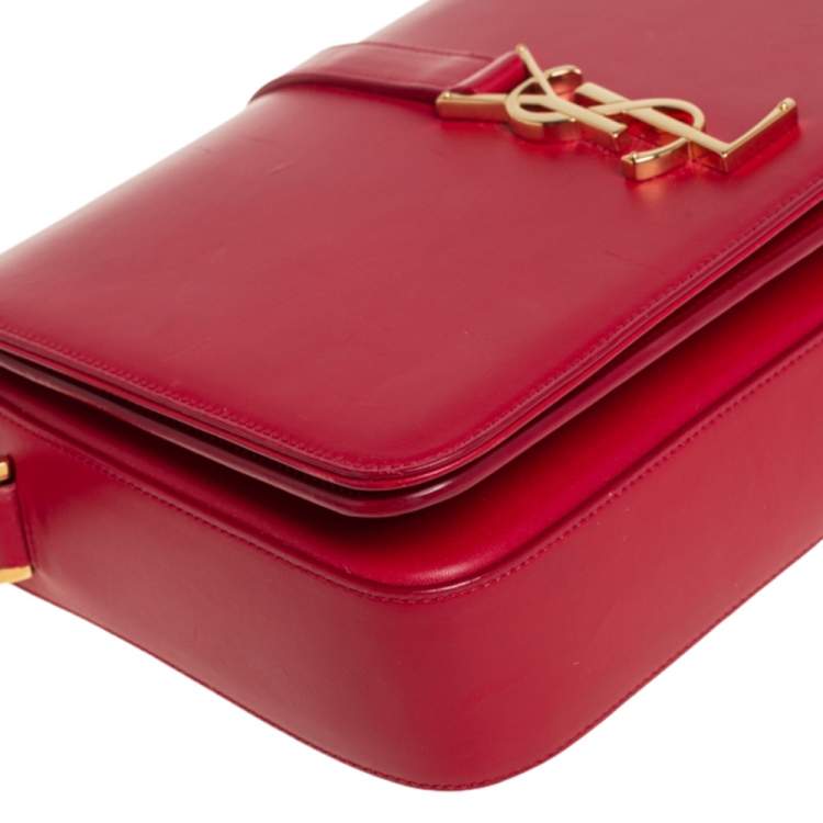 Pre Owned Saint Laurent Red Leather Medium Monogram Universite Shoulder Bag