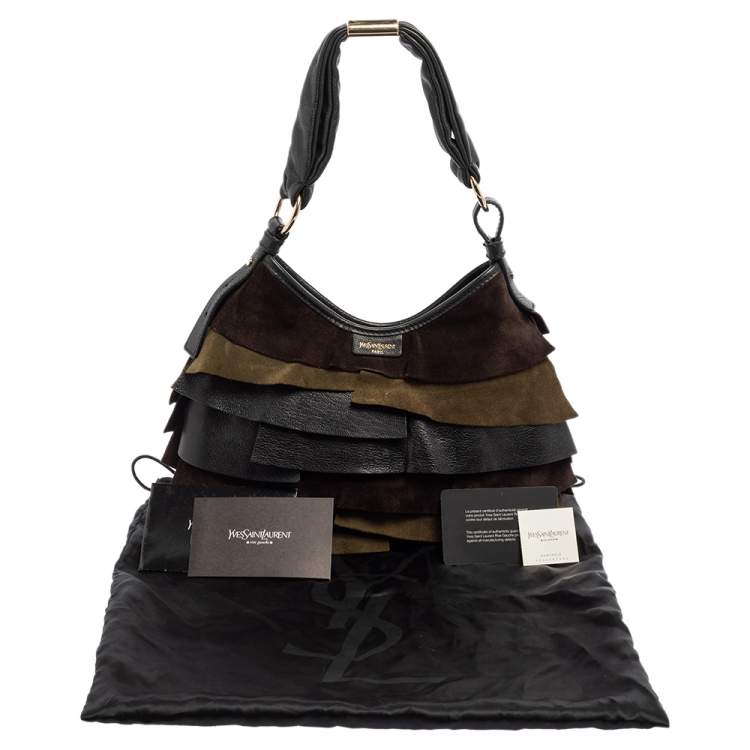 Pre Owned Saint Laurent Tricolor Leather And  Suede  St.Tropez Hobo