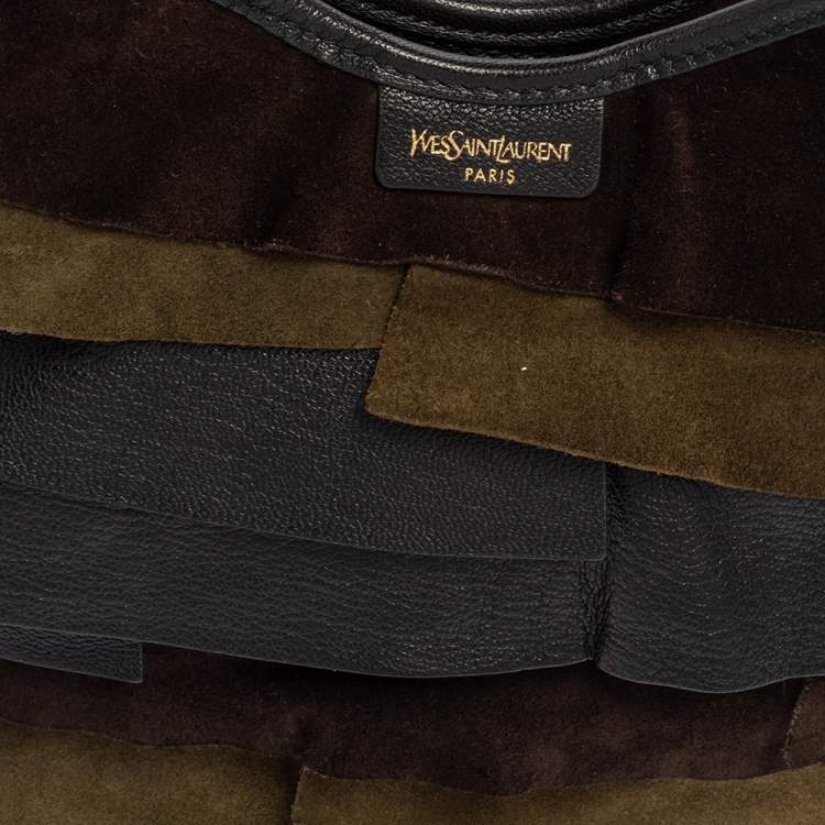Pre Owned Saint Laurent Tricolor Leather And  Suede  St.Tropez Hobo