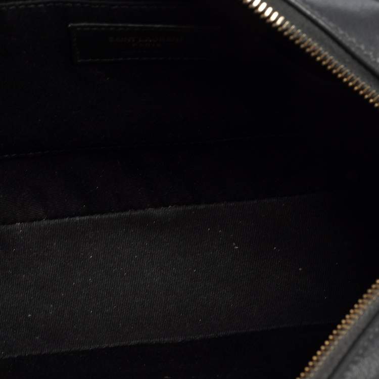 Pre Owned Saint Laurent Grey Matelasse Leather Monogram Lou Camera Crossbody Bag
