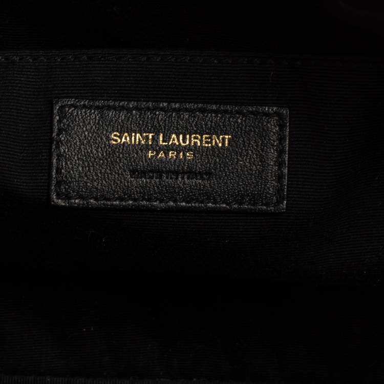 Pre Owned Saint Laurent Grey Matelasse Leather Monogram Lou Camera Crossbody Bag