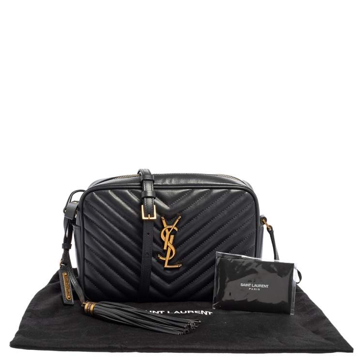 Pre Owned Saint Laurent Grey Matelasse Leather Monogram Lou Camera Crossbody Bag