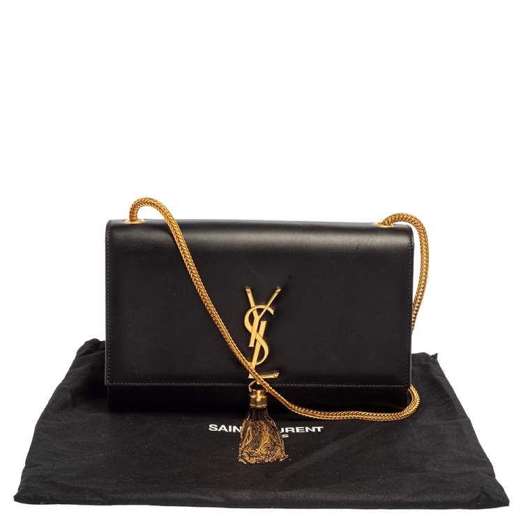 Pre Owned Saint Laurent Black Leather Medium Kate Tassel Shoulder Bag