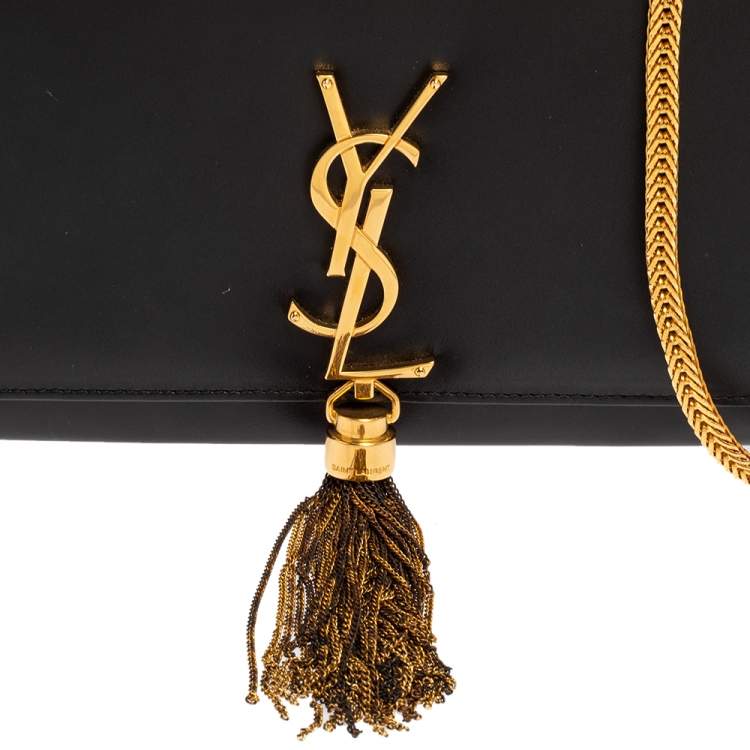 Pre Owned Saint Laurent Black Leather Medium Kate Tassel Shoulder Bag