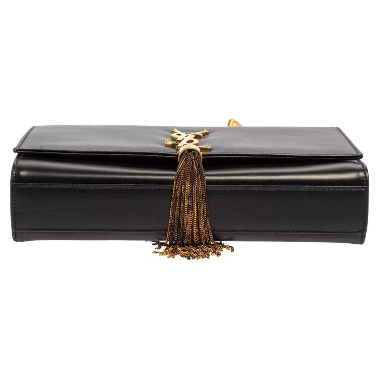 Pre Owned Saint Laurent Black Leather Medium Kate Tassel Shoulder Bag
