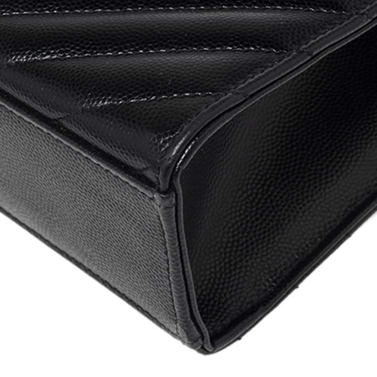 Pre Owned Saint Laurent Black Matelassé Leather Large Cassandre Flap Shoulder Bag