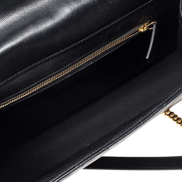 Pre Owned Saint Laurent Black Matelassé Leather Large Cassandre Flap Shoulder Bag