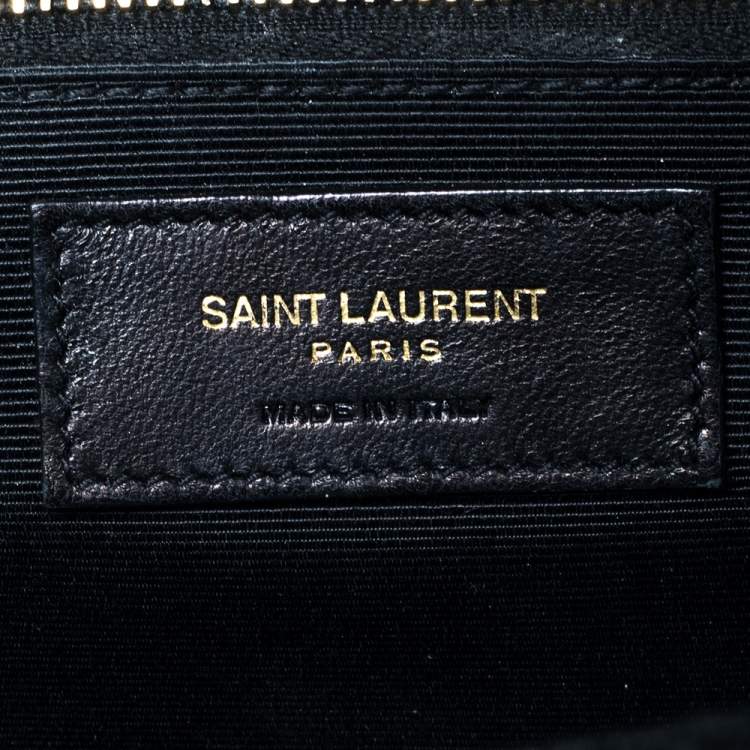 Pre Owned Saint Laurent Black Matelassé Leather Large Cassandre Flap Shoulder Bag