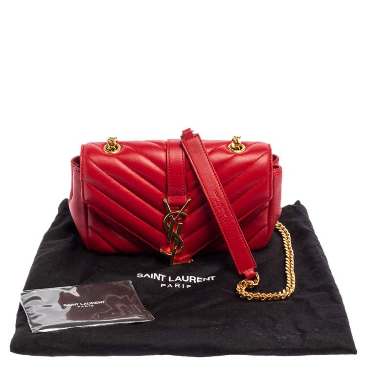 Pre Owned Saint Laurent Red Leather Classic Baby Monogram Chain Bag
