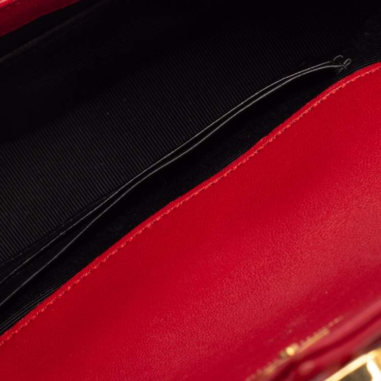 Pre Owned Saint Laurent Red Leather Classic Baby Monogram Chain Bag