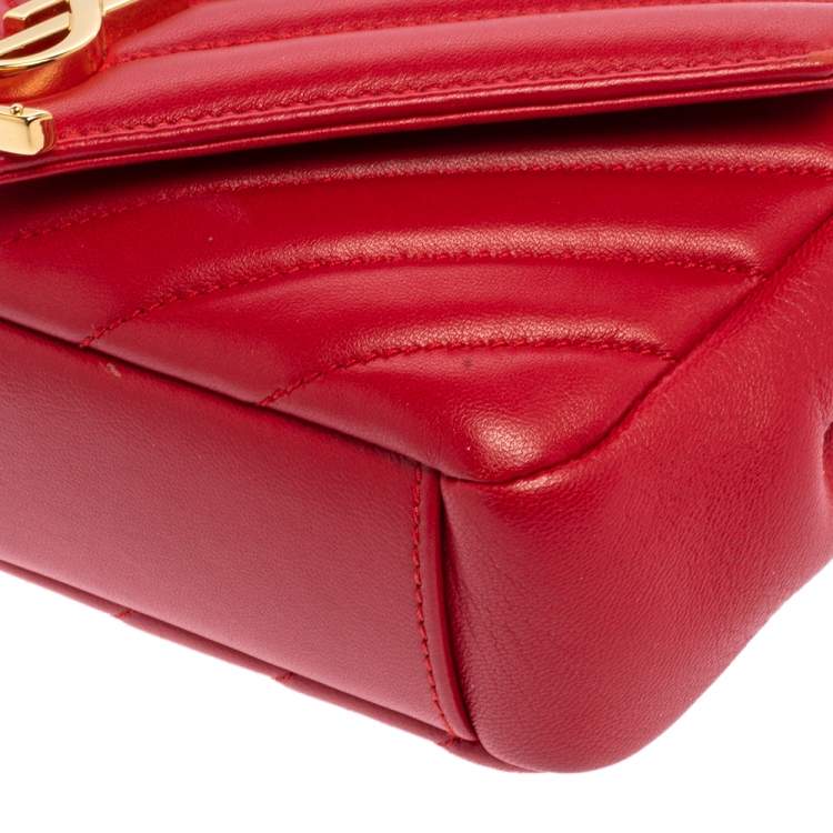 Pre Owned Saint Laurent Red Leather Classic Baby Monogram Chain Bag