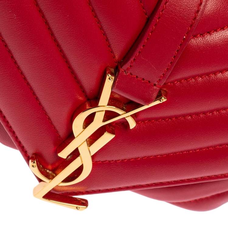 Pre Owned Saint Laurent Red Leather Classic Baby Monogram Chain Bag