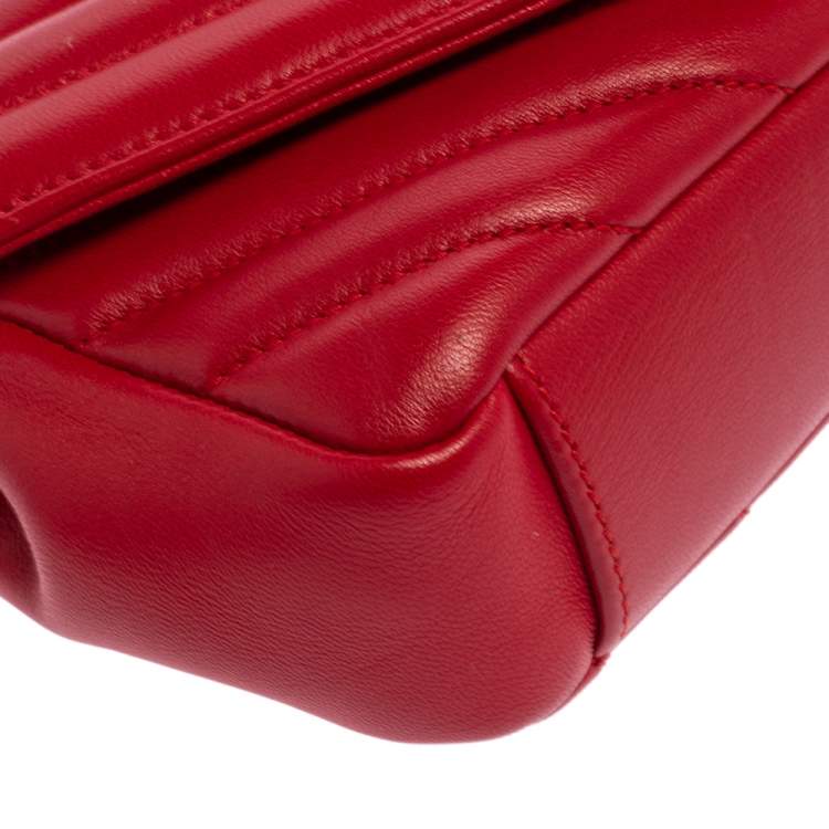 Pre Owned Saint Laurent Red Leather Classic Baby Monogram Chain Bag