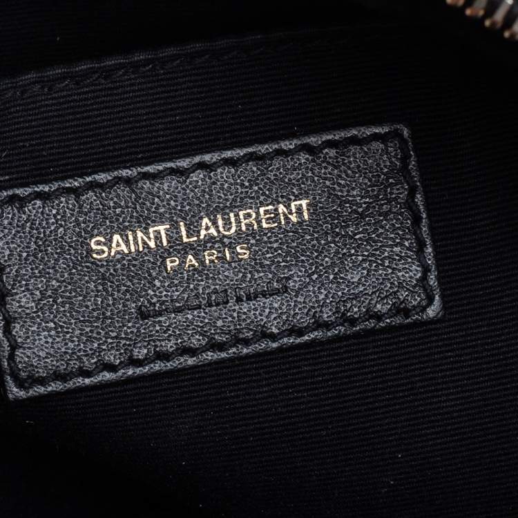 Pre Owned Saint Laurent Black Matelassé Leather Monogram Lou Camera Crossbody Bag