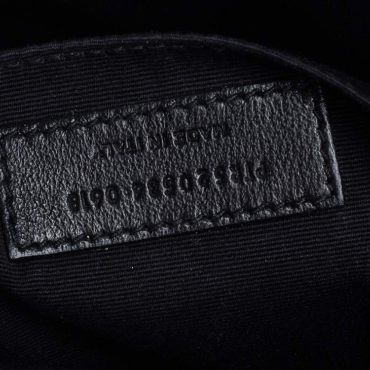 Pre Owned Saint Laurent Black Matelassé Leather Monogram Lou Camera Crossbody Bag