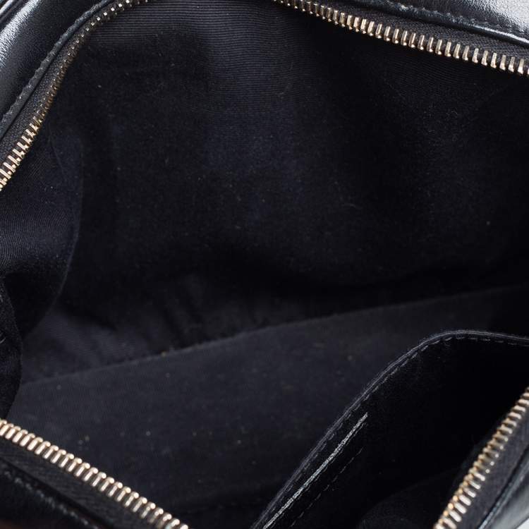 Pre Owned Saint Laurent Black Matelassé Leather Monogram Lou Camera Crossbody Bag