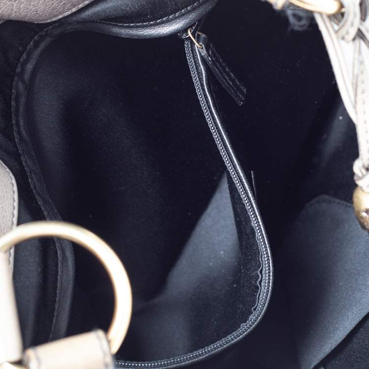 Pre Owned Saint Laurent Grey Leather Bow Shoulder Bag