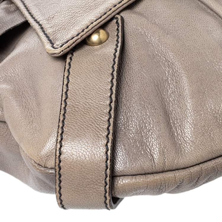 Pre Owned Saint Laurent Grey Leather Bow Shoulder Bag