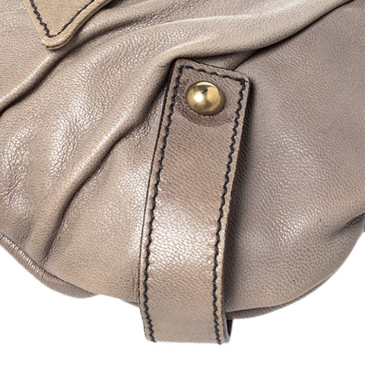 Pre Owned Saint Laurent Grey Leather Bow Shoulder Bag