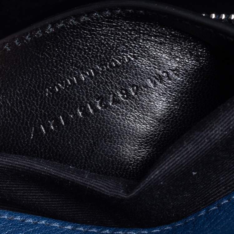 Pre Owned Saint Laurent Blue Matelassé Leather Medium College Top Handle Bag