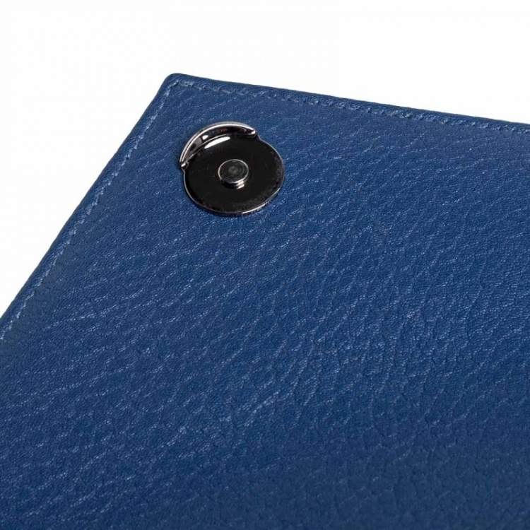 Pre Owned Saint Laurent Blue Matelassé Leather Medium College Top Handle Bag