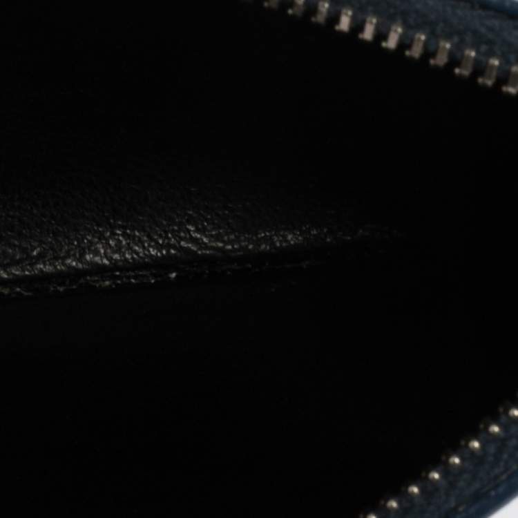 Pre Owned Saint Laurent Grained Blue Leather Fragments Card Holder
