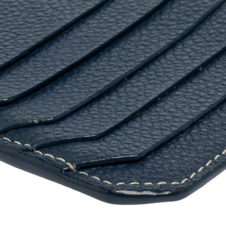Pre Owned Saint Laurent Grained Blue Leather Fragments Card Holder