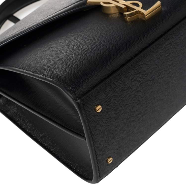 Pre Owned Saint Laurent Black Leather Medium Cassandra Top Handle Bag