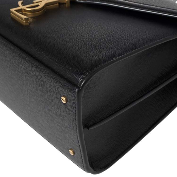Pre Owned Saint Laurent Black Leather Medium Cassandra Top Handle Bag