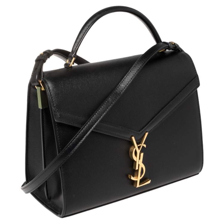 Pre Owned Saint Laurent Black Leather Medium Cassandra Top Handle Bag