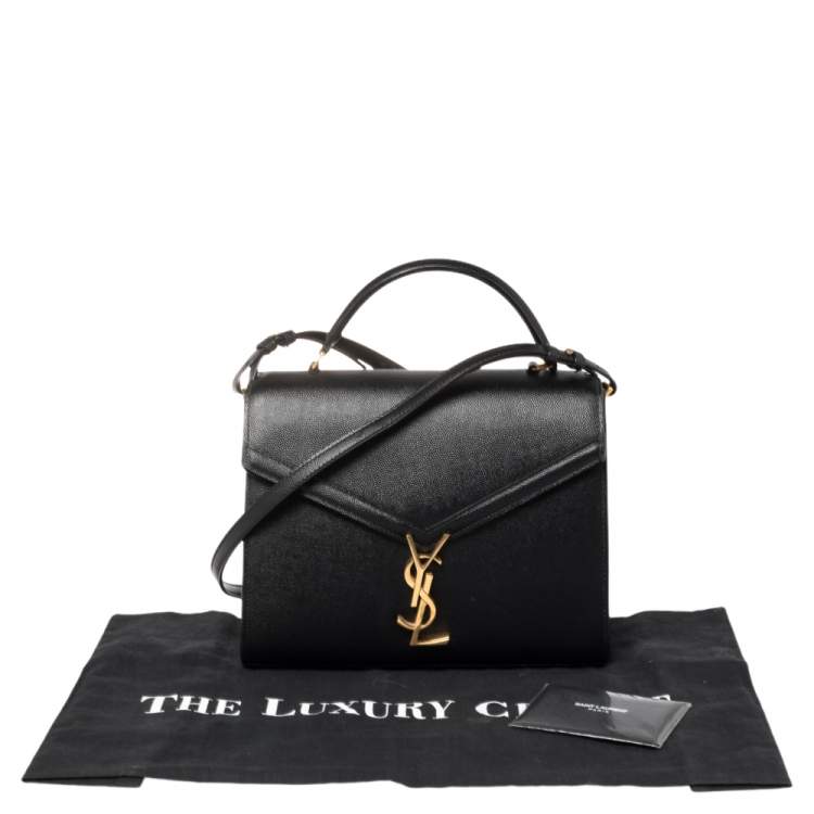 Pre Owned Saint Laurent Black Leather Medium Cassandra Top Handle Bag