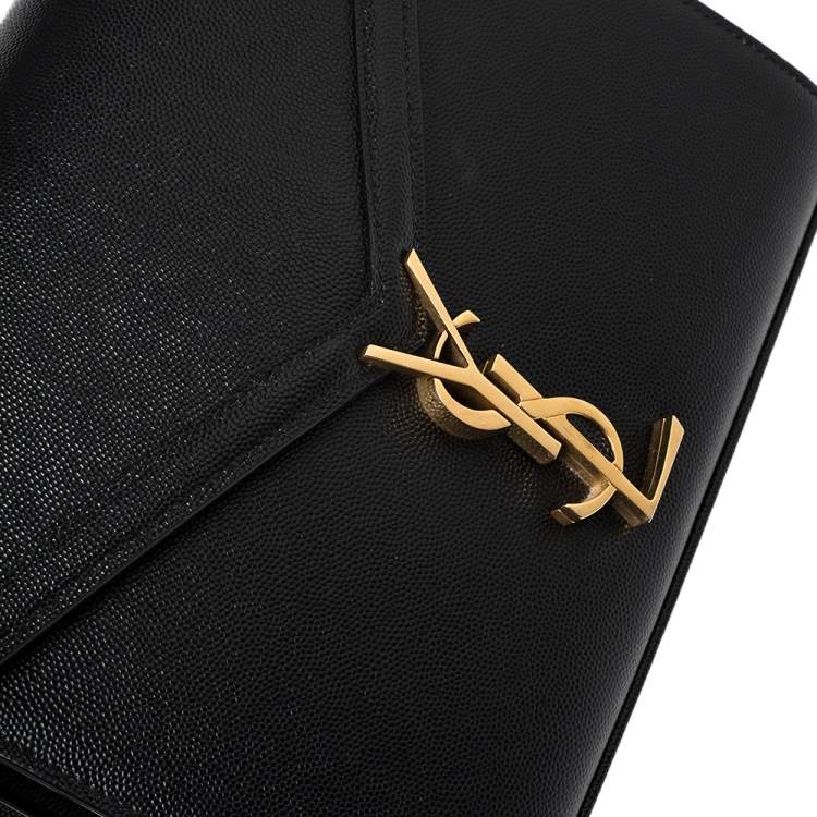 Pre Owned Saint Laurent Black Leather Medium Cassandra Top Handle Bag