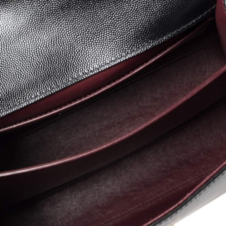 Pre Owned Saint Laurent Black Leather Medium Cassandra Top Handle Bag