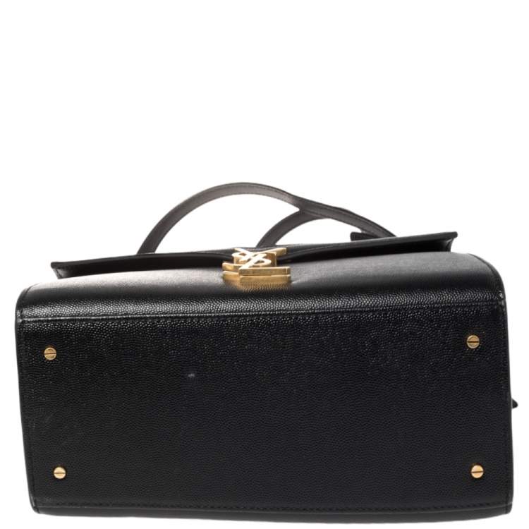 Pre Owned Saint Laurent Black Leather Medium Cassandra Top Handle Bag