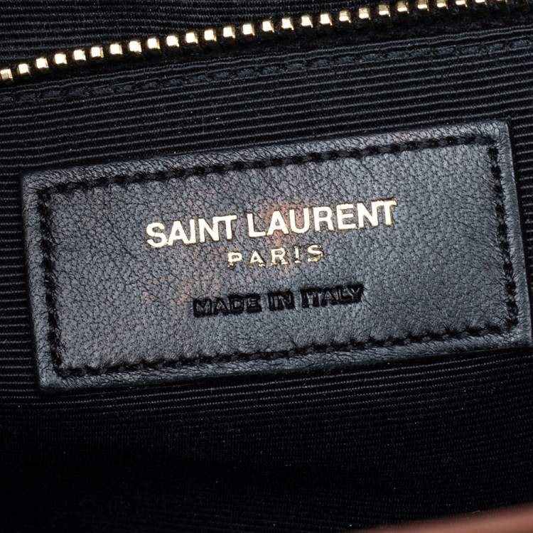 Pre Owned Saint Laurent Brown Leather Large Cassandre Flap Shoulder Bag 