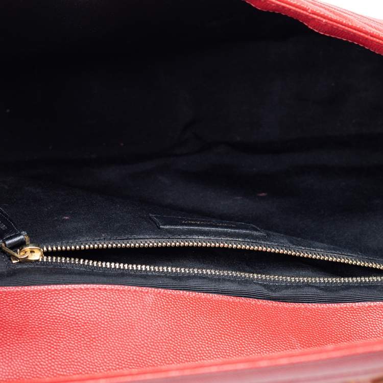 Pre Owned Saint Laurent Red Quilted Leather Envelope Shoulder Bag