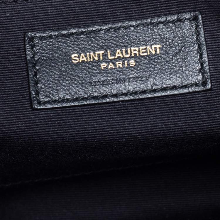 Pre Owned Saint Laurent Black Matelassé Leather Monogram Lou Camera Crossbody Bag