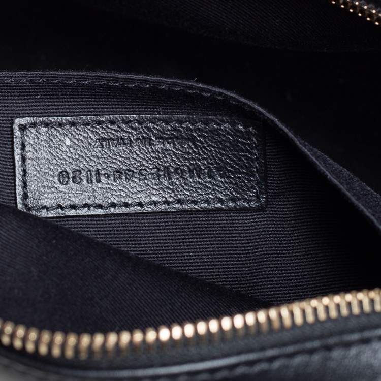 Pre Owned Saint Laurent Black Matelassé Leather Monogram Lou Camera Crossbody Bag