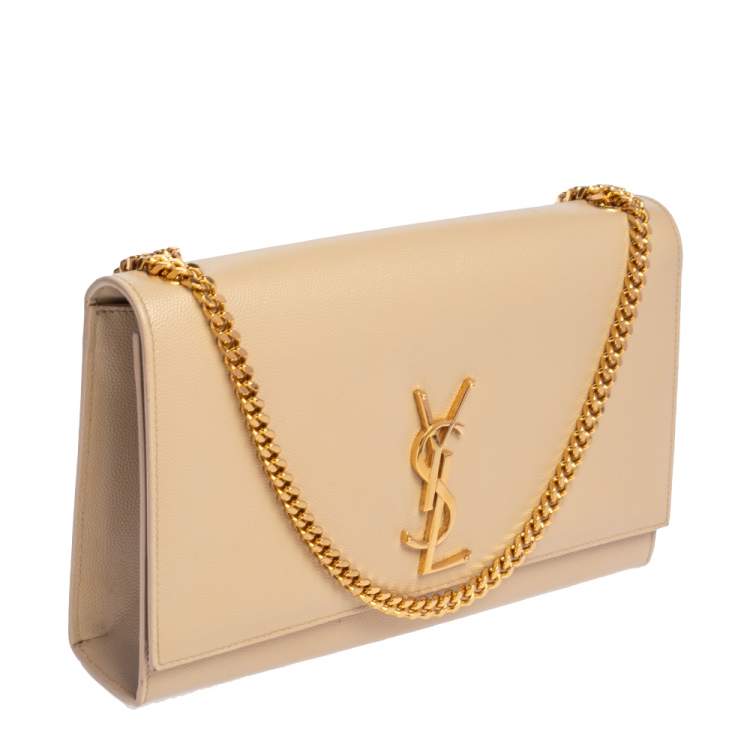 Pre Owned Saint Laurent Beige Leather Medium Kate Shoulder Bag