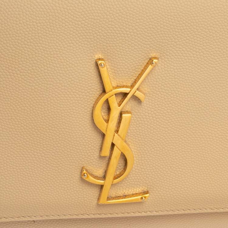 Pre Owned Saint Laurent Beige Leather Medium Kate Shoulder Bag