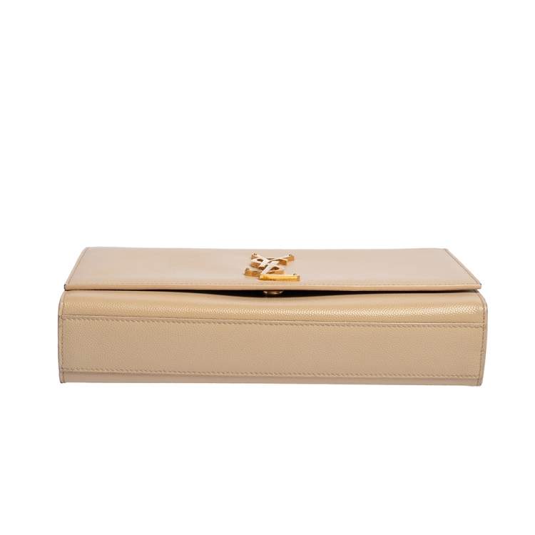 Pre Owned Saint Laurent Beige Leather Medium Kate Shoulder Bag