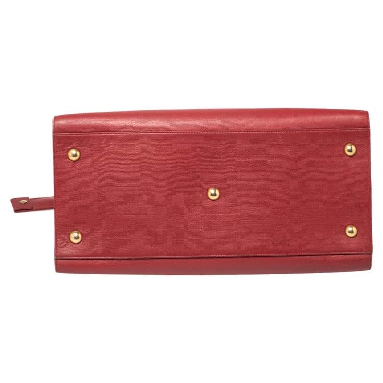 Pre Owned Saint Laurent Red Textured Leather Large Y Cabas Chyc Tote