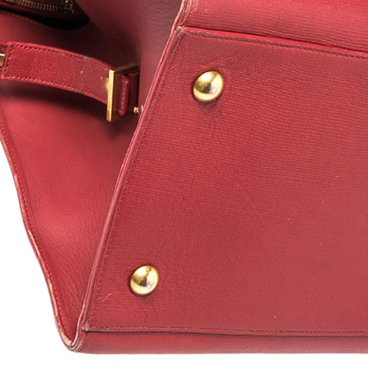Pre Owned Saint Laurent Red Textured Leather Large Y Cabas Chyc Tote