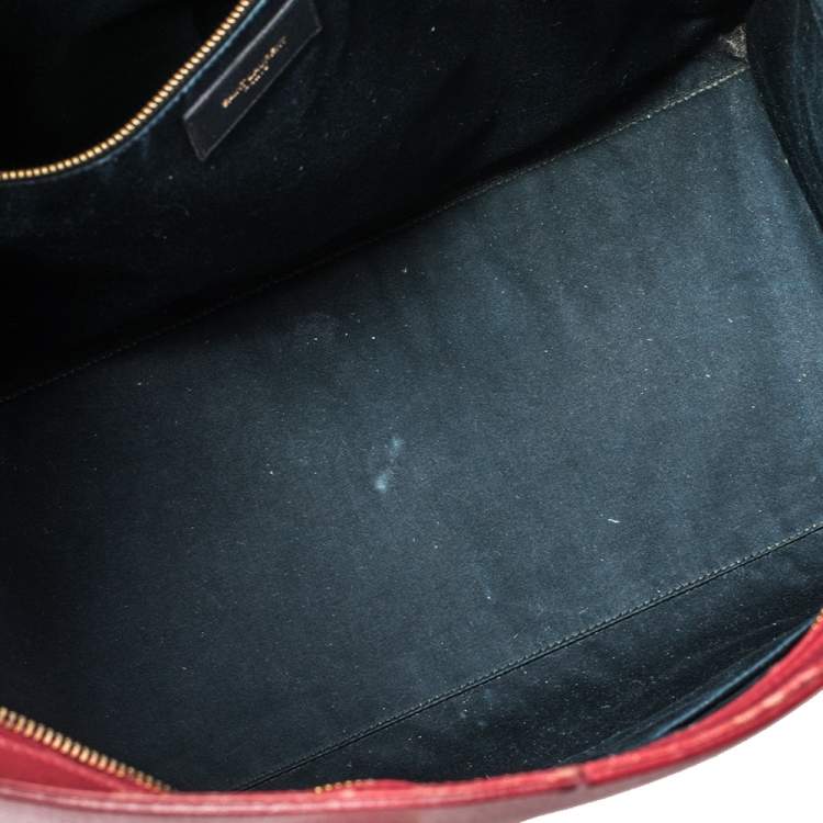 Pre Owned Saint Laurent Red Textured Leather Large Y Cabas Chyc Tote